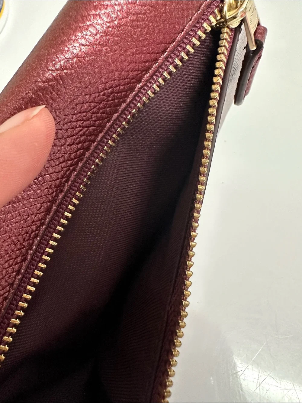 Coach Cherry Red Shiny Metallic Bi-Fold Wallet Wristlet
